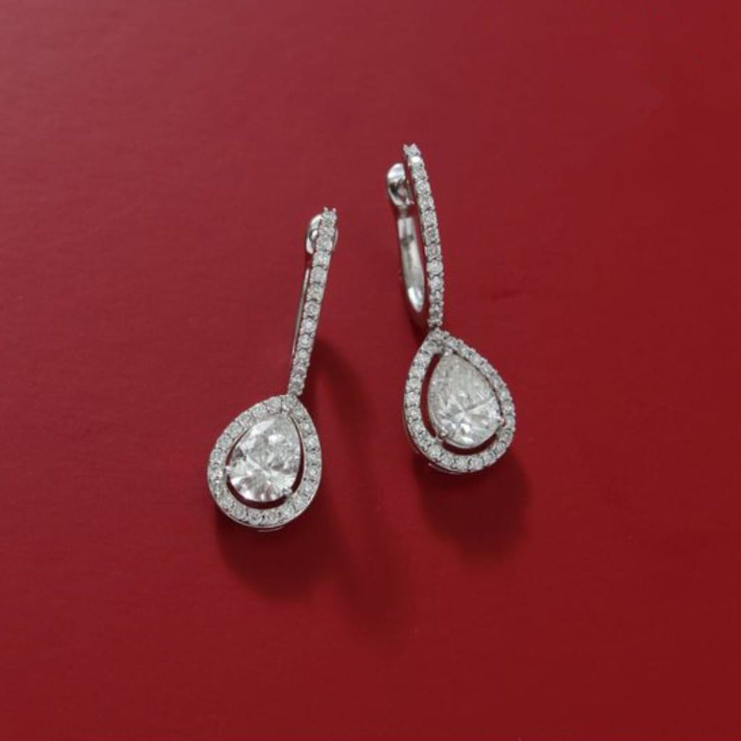 Pear Shaped Lab-Grown Diamond Bali Earrings